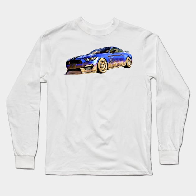 Shelby GT500 Cartoon Long Sleeve T-Shirt by Auto-Prints